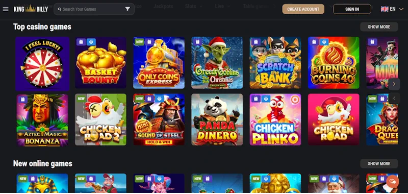 King Billy Casino screenshot