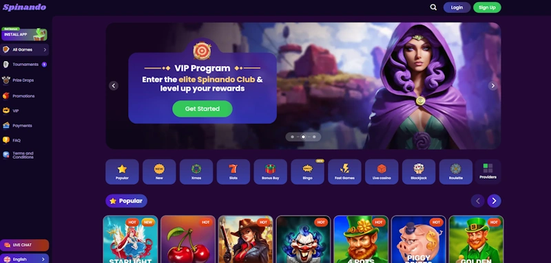 Spinando Casino screenshot