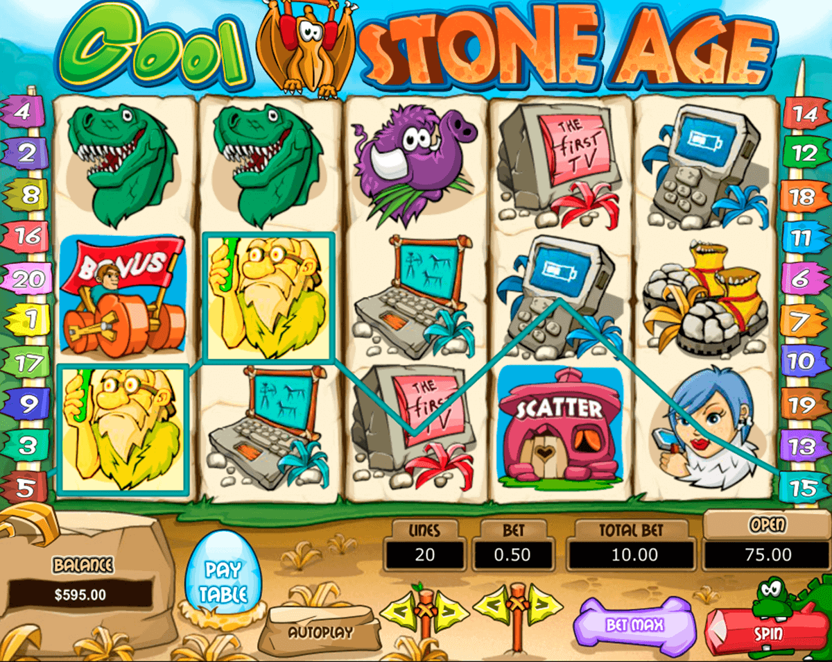 Play Cool Stone Age now at Sunset Slots Casino