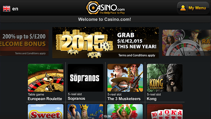 Playtech's mobile casino lobby on an iPhone 5S.