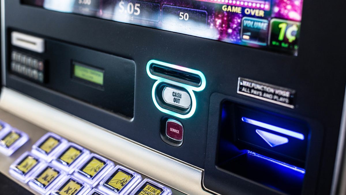 Gaming machine button panel close-up
