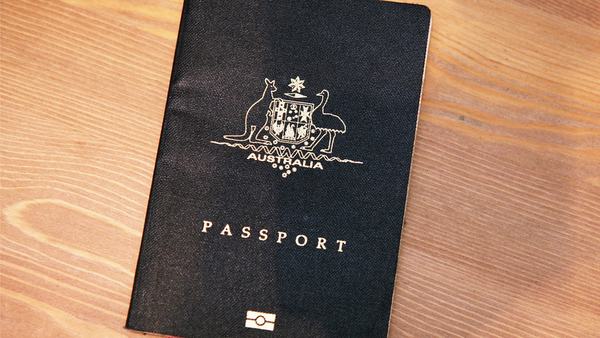 Australian passport on a table