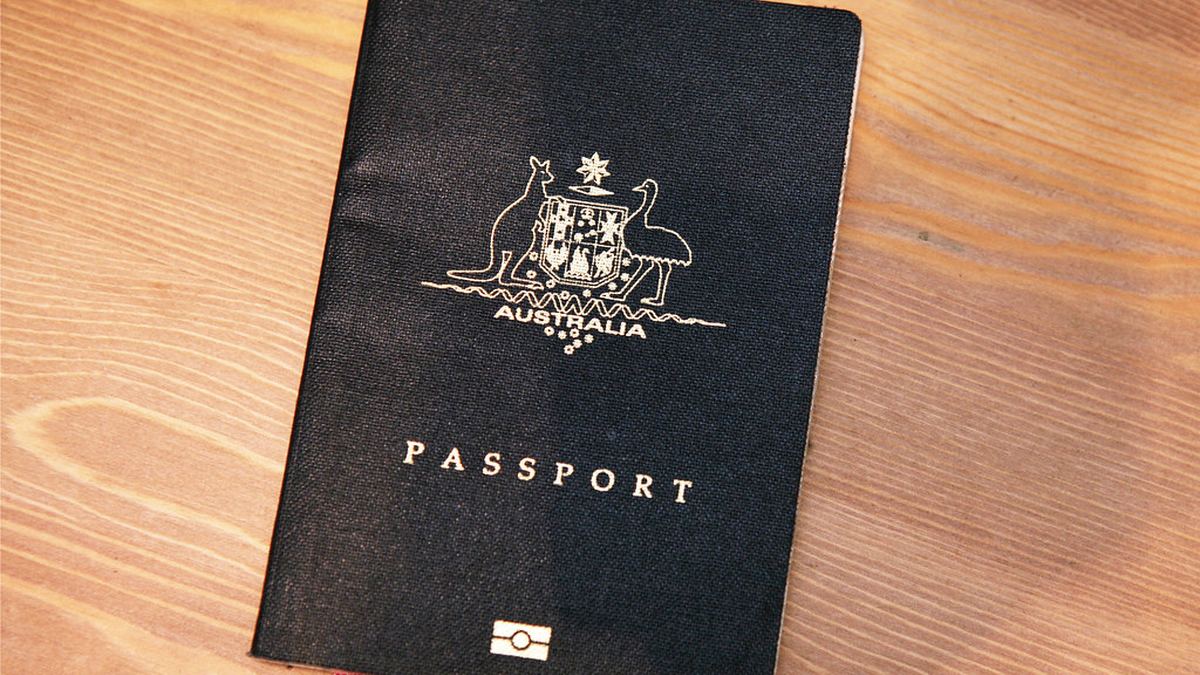 Australian passport on a table