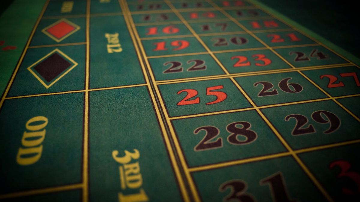 Roulette table layout close-up